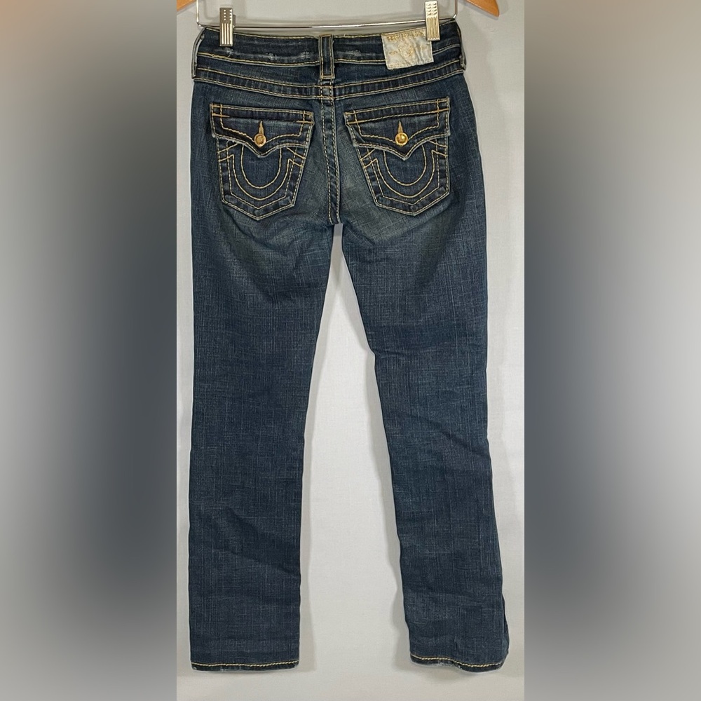 True Religion Disco Billy Straight Leg Jeans Super T Rhinestone Low Rise 26 - Picture 4 of 9